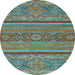 Round Abstract Light Blue Modern Rug, abs2862lblu