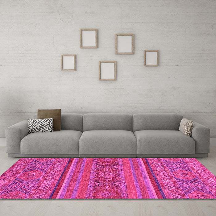Machine Washable Abstract Pink Modern Rug in a Living Room, wshabs2862pnk