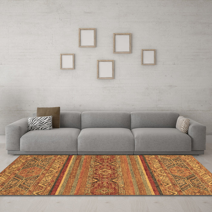 Machine Washable Abstract Brown Modern Rug in a Living Room,, wshabs2862brn