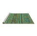 Sideview of Machine Washable Abstract Turquoise Modern Area Rugs, wshabs2862turq