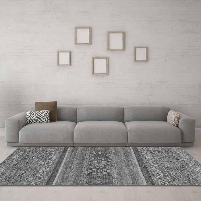 Machine Washable Abstract Gray Modern Rug in a Living Room,, wshabs2862gry