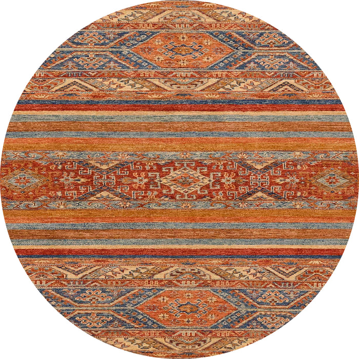 Round Machine Washable Abstract Red Rug, wshabs2862