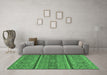 Machine Washable Abstract Emerald Green Modern Area Rugs in a Living Room,, wshabs2862emgrn