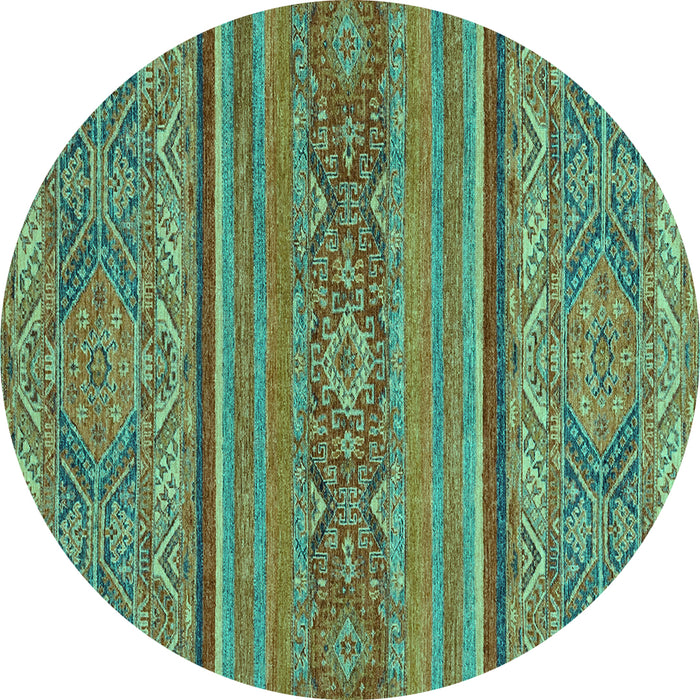 Round Abstract Turquoise Modern Rug, abs2862turq
