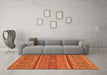 Machine Washable Abstract Orange Modern Area Rugs in a Living Room, wshabs2862org