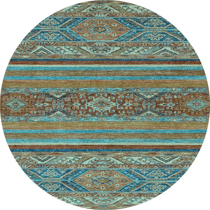 Round Machine Washable Abstract Light Blue Modern Rug, wshabs2862lblu