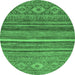 Round Abstract Emerald Green Modern Rug, abs2863emgrn