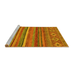 Sideview of Machine Washable Abstract Yellow Modern Rug, wshabs2863yw