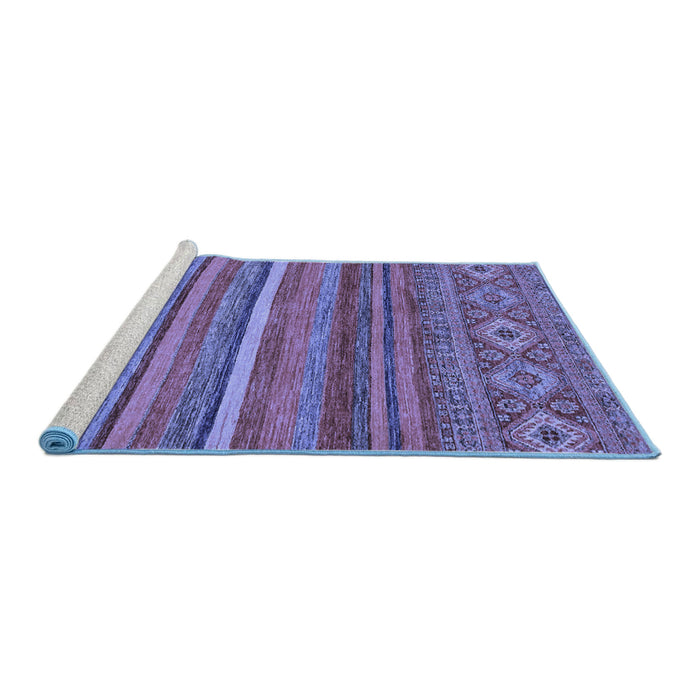 Sideview of Machine Washable Abstract Blue Modern Rug, wshabs2863blu