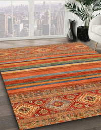 Abstract Bronze Brown Modern Rug, abs2863