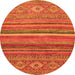 Round Abstract Orange Modern Rug, abs2863org