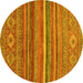 Round Abstract Yellow Modern Rug, abs2863yw