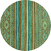 Round Abstract Turquoise Modern Rug, abs2863turq