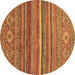 Round Machine Washable Abstract Brown Modern Rug, wshabs2863brn