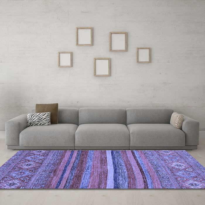 Machine Washable Abstract Blue Modern Rug in a Living Room, wshabs2863blu