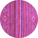 Round Machine Washable Abstract Purple Modern Area Rugs, wshabs2863pur