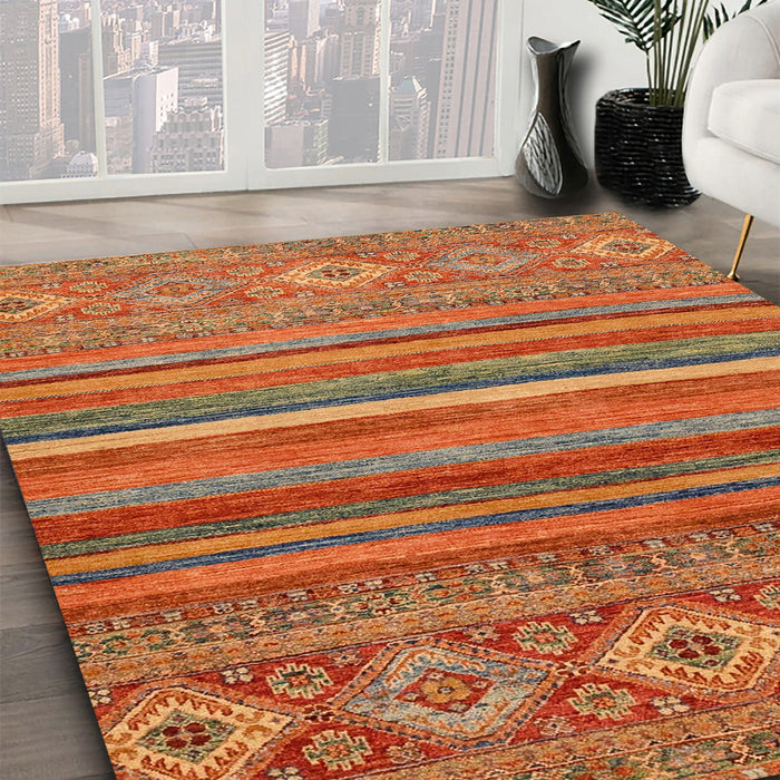 Abstract Bronze Brown Modern Rug in Family Room, abs2863