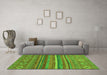 Machine Washable Abstract Green Modern Area Rugs in a Living Room,, wshabs2863grn