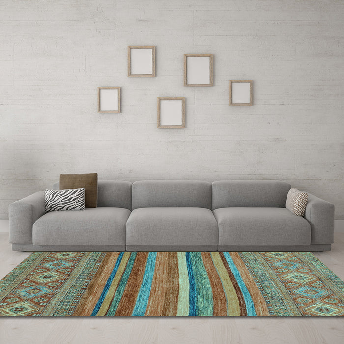 Machine Washable Abstract Light Blue Modern Rug in a Living Room, wshabs2863lblu