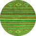 Round Machine Washable Abstract Green Modern Area Rugs, wshabs2863grn