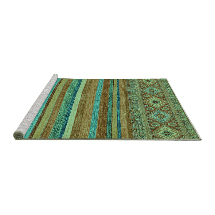 Sideview of Machine Washable Abstract Turquoise Modern Area Rugs, wshabs2863turq