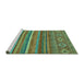 Sideview of Machine Washable Abstract Turquoise Modern Area Rugs, wshabs2863turq