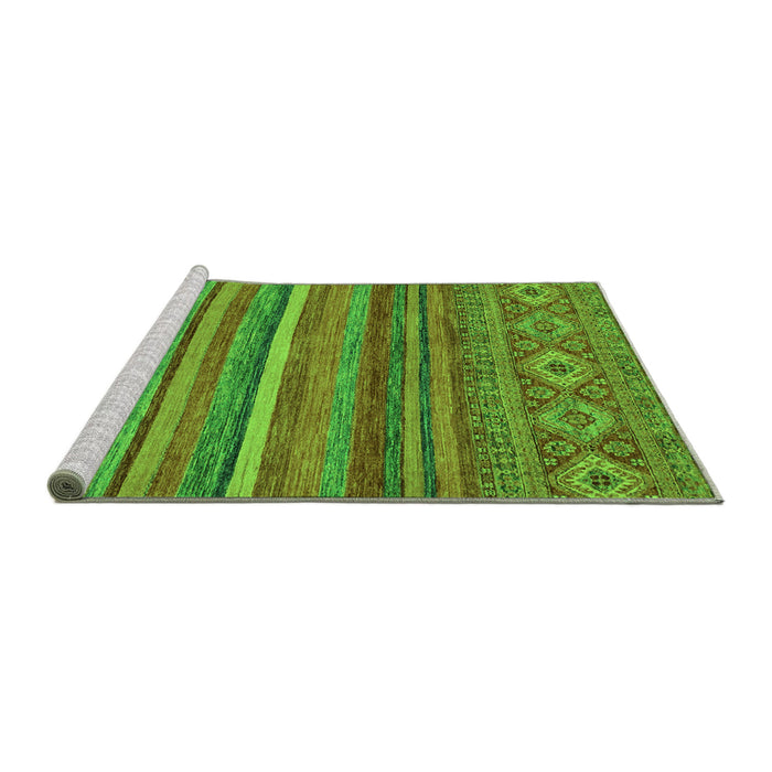 Sideview of Machine Washable Abstract Green Modern Area Rugs, wshabs2863grn