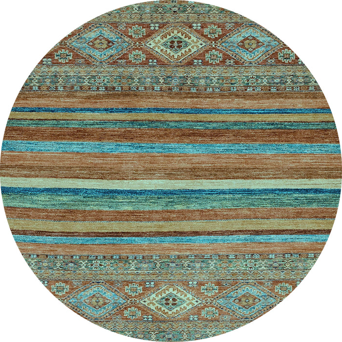 Round Machine Washable Abstract Light Blue Modern Rug, wshabs2863lblu