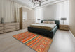 Machine Washable Abstract Bronze Brown Rug in a Bedroom, wshabs2863