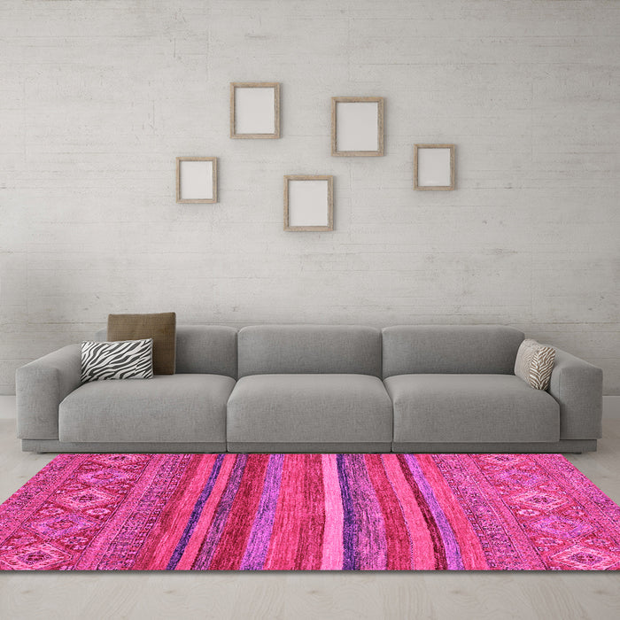 Machine Washable Abstract Pink Modern Rug in a Living Room, wshabs2863pnk