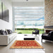 Square Machine Washable Abstract Orange Rug in a Living Room, wshabs2864