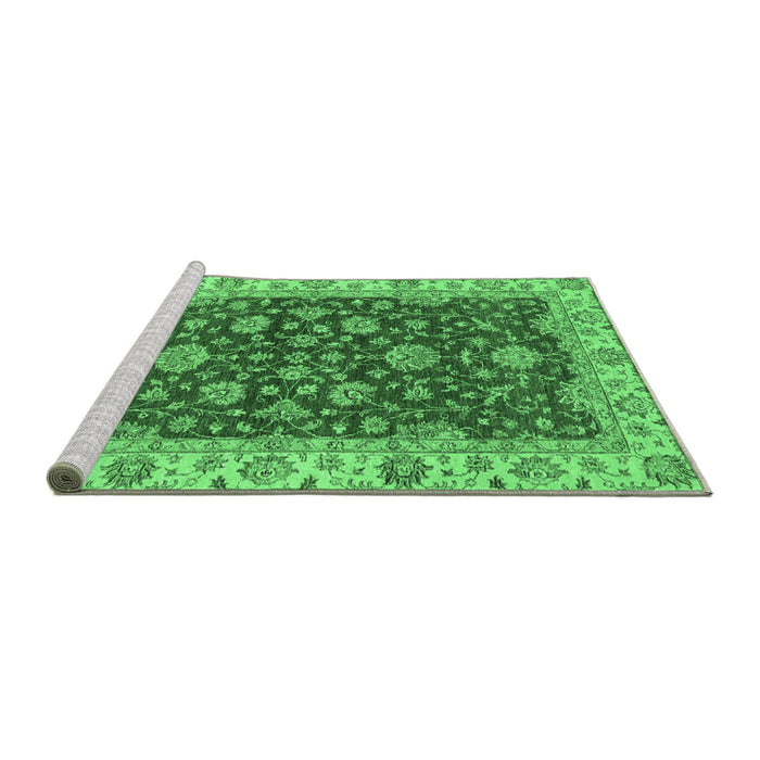 Sideview of Machine Washable Oriental Emerald Green Traditional Area Rugs, wshabs2864emgrn