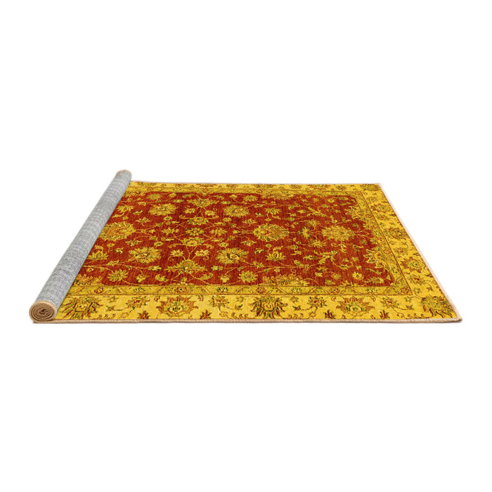 Sideview of Machine Washable Oriental Yellow Traditional Rug, wshabs2864yw