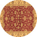 Round Oriental Brown Traditional Rug, abs2864brn