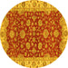 Round Machine Washable Oriental Yellow Traditional Rug, wshabs2864yw