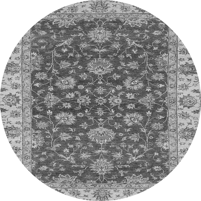Round Machine Washable Oriental Gray Traditional Rug, wshabs2864gry
