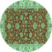 Round Oriental Turquoise Traditional Rug, abs2864turq