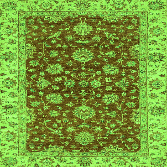 Square Machine Washable Oriental Green Traditional Area Rugs, wshabs2864grn