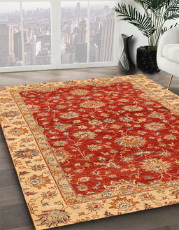 Machine Washable Abstract Orange Rug in a Family Room, wshabs2864