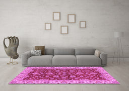 Machine Washable Oriental Purple Traditional Area Rugs in a Living Room, wshabs2864pur