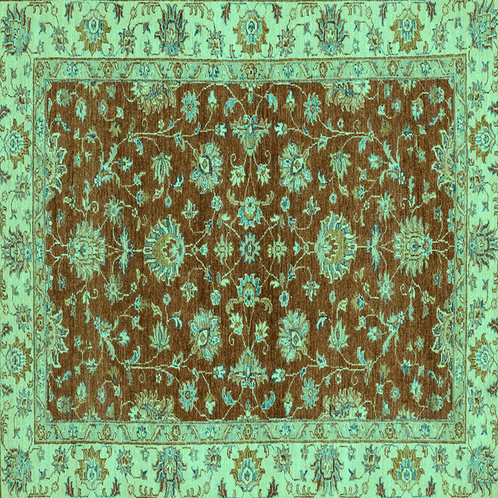 Square Machine Washable Oriental Turquoise Traditional Area Rugs, wshabs2864turq