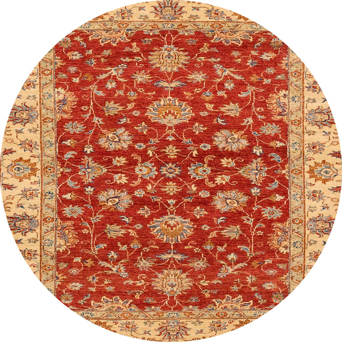 Round Abstract Orange Oriental Rug, abs2864