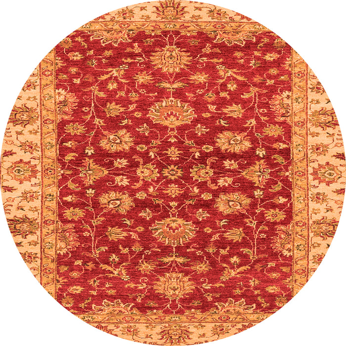 Round Oriental Orange Traditional Rug, abs2864org