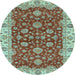 Round Oriental Light Blue Traditional Rug, abs2864lblu