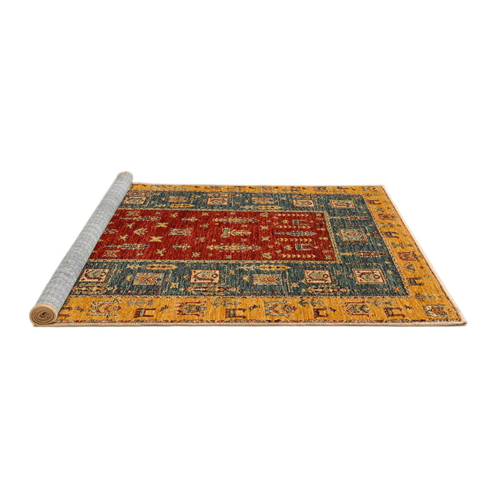 Sideview of Machine Washable Abstract Gold Rug, wshabs2865