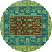 Round Abstract Turquoise Modern Rug, abs2865turq