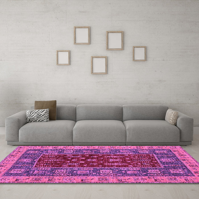 Machine Washable Abstract Purple Modern Area Rugs in a Living Room, wshabs2865pur
