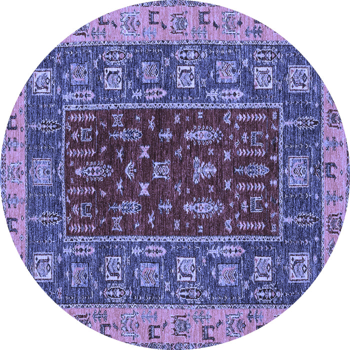 Round Abstract Blue Modern Rug, abs2865blu