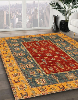 Abstract Gold Modern Rug in Family Room, abs2865