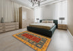 Machine Washable Abstract Gold Rug in a Bedroom, wshabs2865